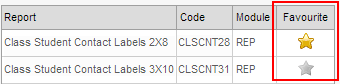 Available Reports window (synweb, favourite)