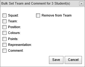 Bulk Set Team and Comment window (co-curricular maintenance, synweb)