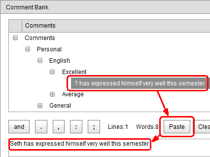 Paste button example