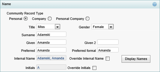 Community Maintenance - Name bar (synweb)