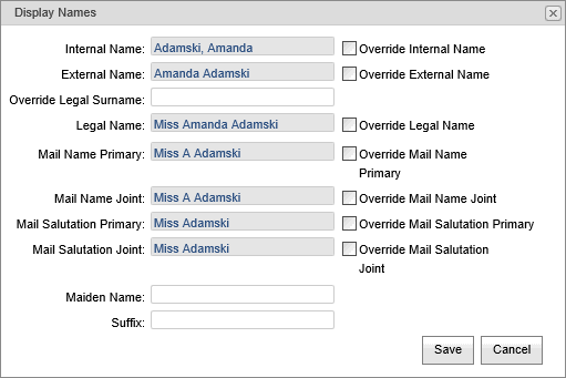 Community Maintenance - Name bar - Mail names (synweb)