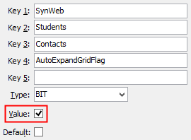 Configuration File Maintenance - Contacts,AutoExpandGridFlag (synweb)