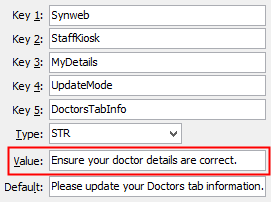 Configuration File Maintenance - DoctorsTabInfo (synweb)