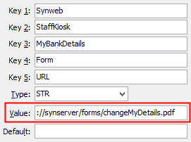 Configuration File Maintenance - Form - URL configuration setting