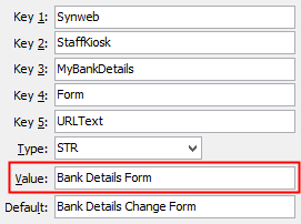 Configuration File Maintenance - Form - URLText configuration setting
