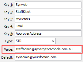 Configuration File Maintenance - StaffKiosk - ApprovalAddress setting