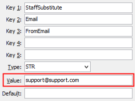Configuration File Maintenance - StaffSubstitute Email FromEmail configuration setting