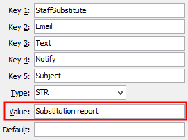 Configuration File Maintenance - StaffSubstitute Email Text Notify Subject configuration setting