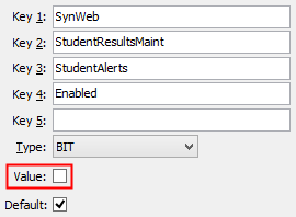 Configuration File Maintenance - StudentAlert Enabled configuration setting