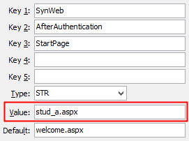 Configuration File Maintenance - Synweb AfterAuthentication StartPage