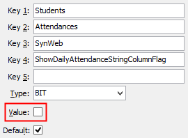 Configuration File Maintenance - Synweb Attendance ShowDailyAttendanceStringColumnFlag