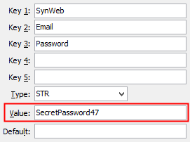 Configuration File Maintenance - Synweb Email Password