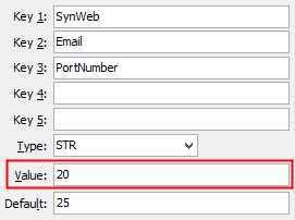 Configuration File Maintenance - Synweb Email PortNumber