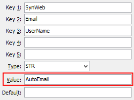 Configuration File Maintenance - Synweb Email UserName
