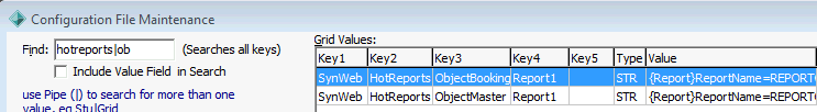 Configuration File Maintenance - Synweb HotReports Objects