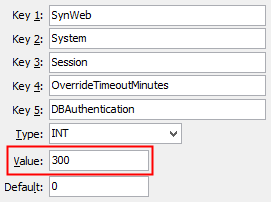 Configuration File Maintenance - Synweb OverrideTimeoutMinutes DBAuthentication