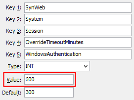 Configuration File Maintenance - Synweb OverrideTimeoutMinutes WindowsAuthentication