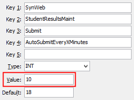 Configuration File Maintenance - Synweb StudentResultsMaint AutoSubmitEveryXMinutes