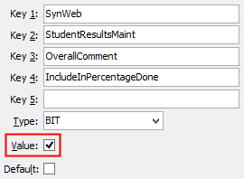 Configuration File Maintenance - Synweb StudentResultsMaint IncludeInPercentageDone