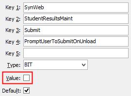 Configuration File Maintenance - Synweb StudentResultsMaint PromptUserToSubmitOnUnload