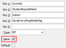 Configuration File Maintenance - Synweb StudentResultsMaint Submit SaveEverythingMode