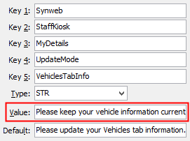 Configuration File Maintenance - VehiclesTabInfo