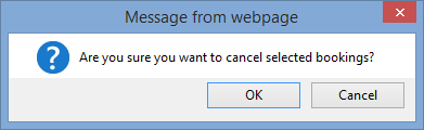 Confirm - Are you sure you want to cancel selected bookings (synweb)
