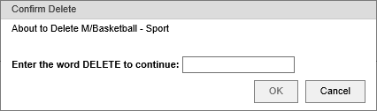 Confirm Delete button (Co-curricular program, synweb)