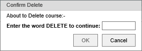 Confirm delete window (Course Maintenance, synweb)