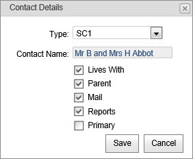 Contact Details window (synweb)