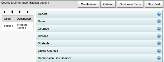 Course Maintenance - initial view (synweb)