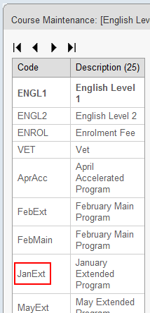 Course Maintenance - Selecting a course (synweb)