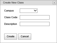 Create New Class window (synweb)