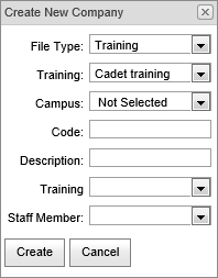 Create New Company window (Caedt Maintenance, synweb)