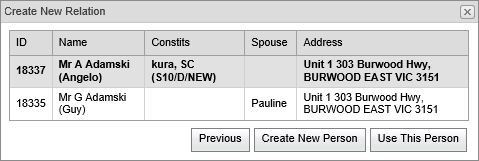 Create New Relationship - Name found indow (synweb)