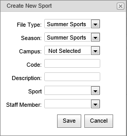 Create new sport window