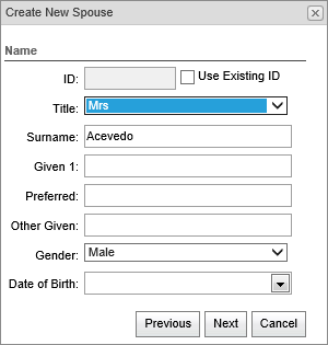 Create new spouse window (synweb)