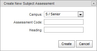 Create New Subject Assessment (synweb)