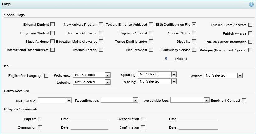 Current Student Maintenance - Flags bar (cut down, synweb)