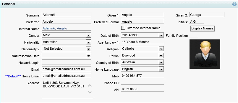 Current Student Maintenance - Personal bar (synweb)