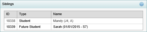 Current Student Maintenance - Siblings bar (synweb)