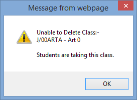 Deleting classes (Unable to delete, synweb)