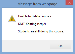 Deleting courses (unable to delete, synweb)