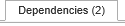 Dependencies (2) (Action Centre - Dependencies tab, synweb)