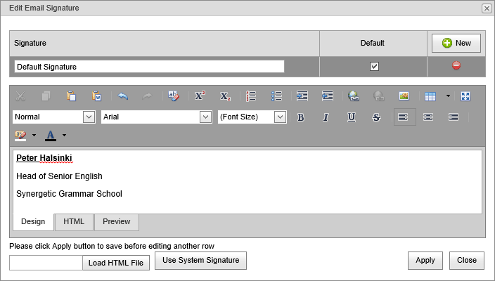 Edit Email Signature (synweb)