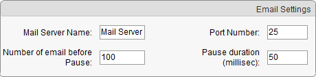 Email/SMS Configuration window (Email Settings area)