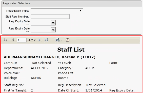 Embedded report (Available reports, synweb)