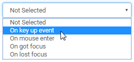 Event Manager window (On key up event selected)