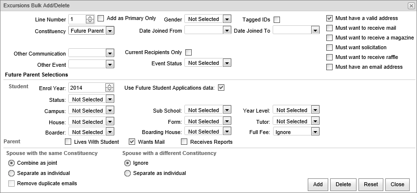 Excursion Bulk Add-Delete (future parent, synweb)