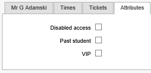 Excursion Maintenance - Attendees bar - Attributes tab (cut-down, synweb)